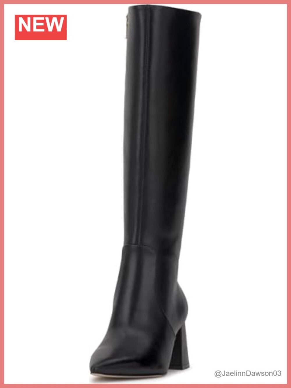 Jessica Simpson Skyeth Wide Calf Mid-Calf Boots Leather Upper Pointed Toe Block
